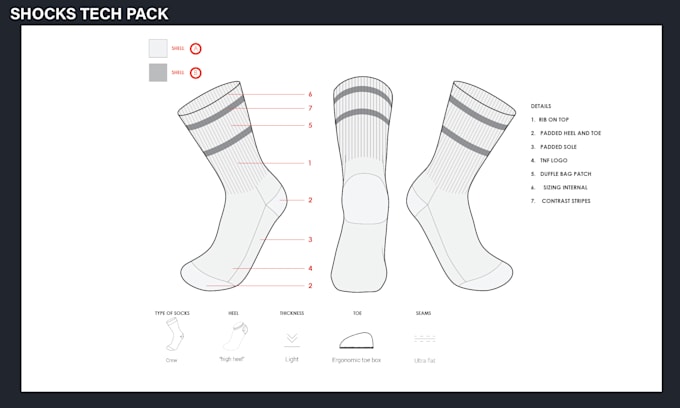 create a production ready tech pack for socks