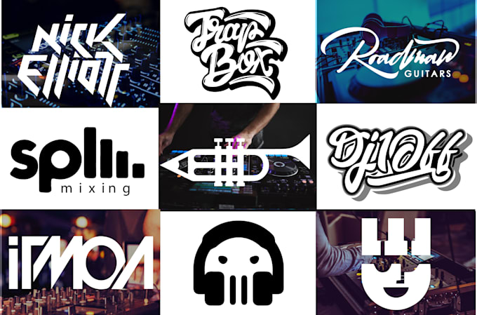 design dj, typgraphy, remix music logo