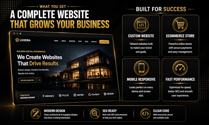 design, develop and build a stunning website and ecommerce store