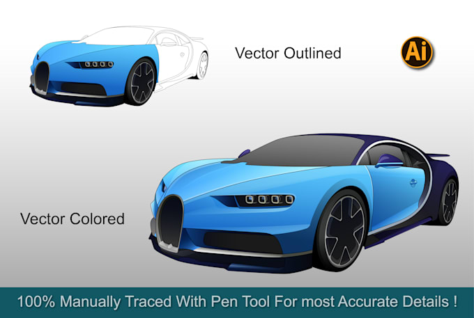 do manual vector tracing, convert raster image to vector art