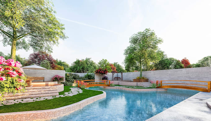 design your garden, pool area, backyard and terrace