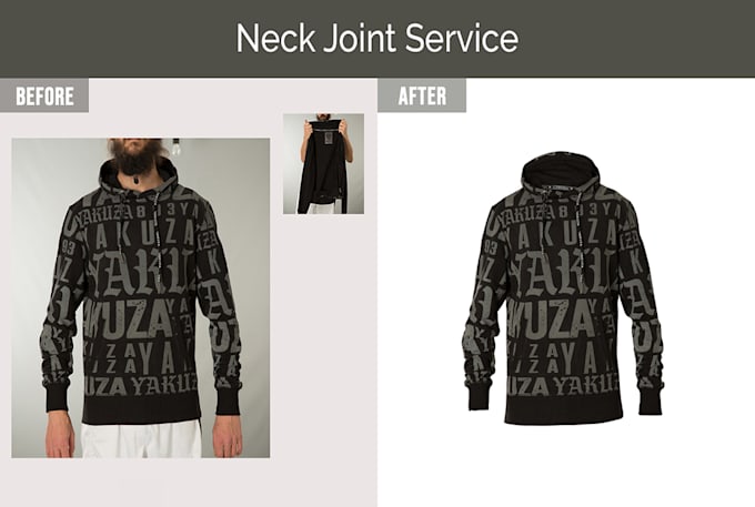 ghost mannequin effect, neck joint, service perfectly