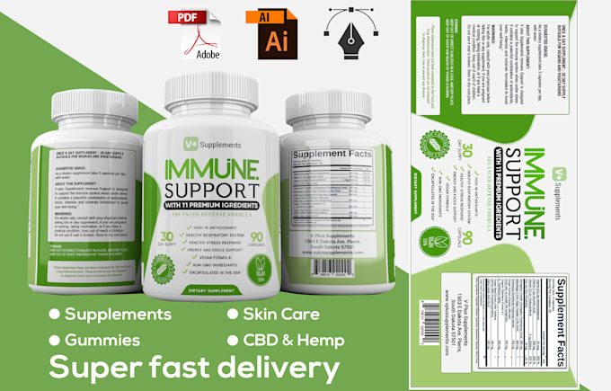 create product label, cbd label, bottle label, and supplement label design
