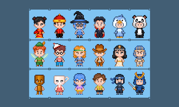 draw you or character you want in cute pixel art