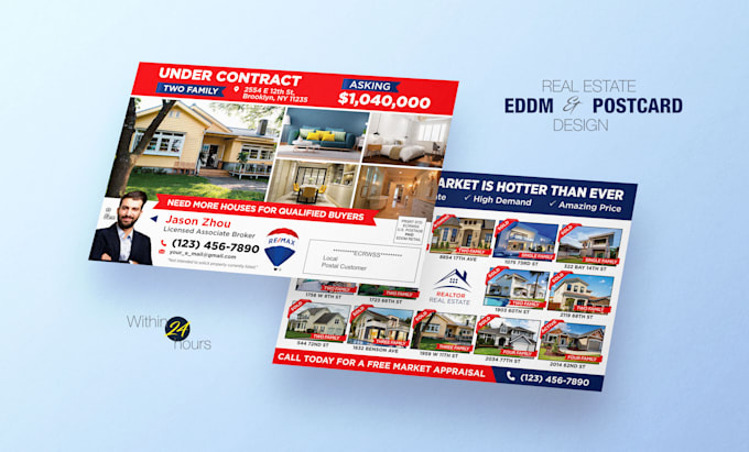 design real estate postcards, direct mail eddm, flyer