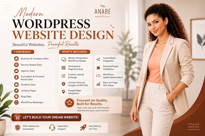 design and develop a modern, mobile friendly wordpress website