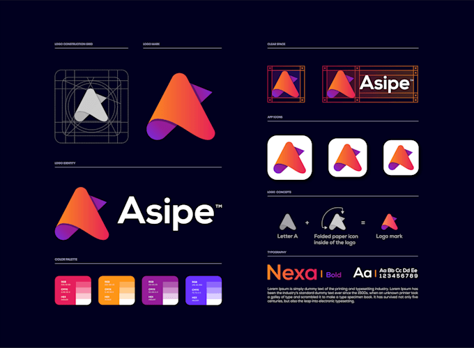design brand style guide or brand identity and business logo