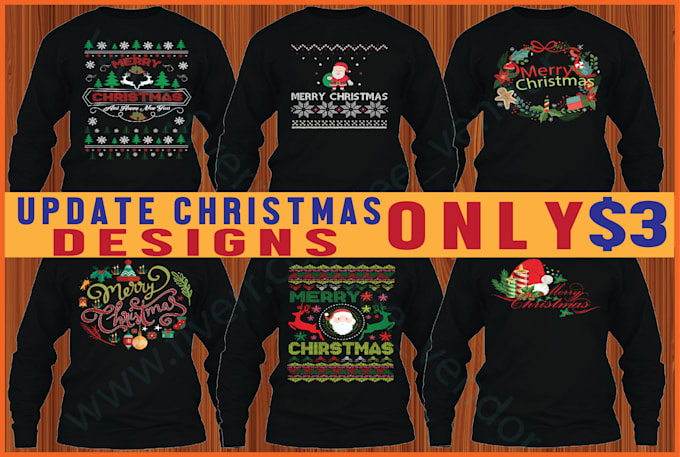create update ugly christmas sweater and tshirt design