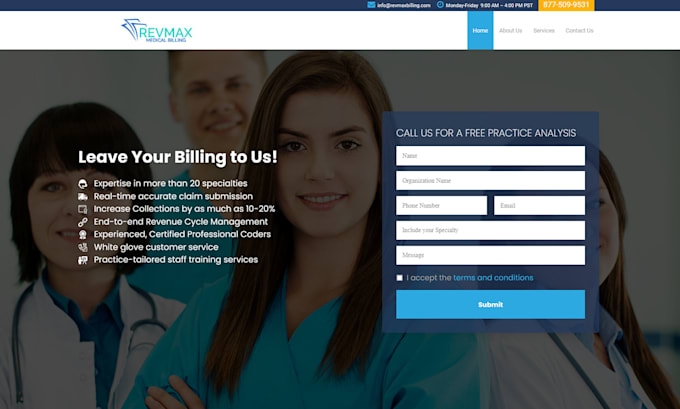 make professional medical billing website for your  company