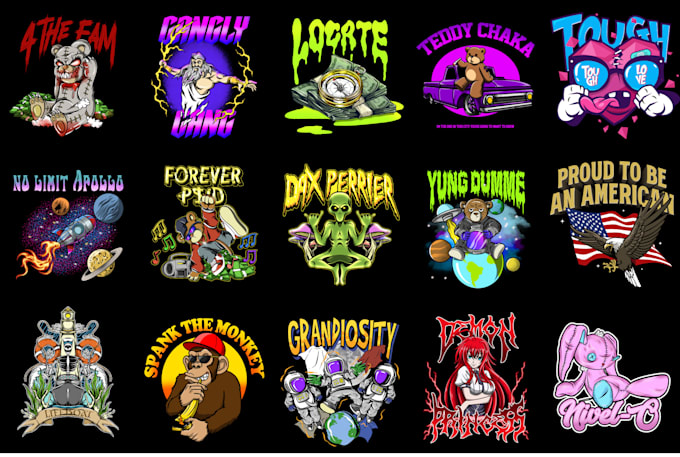 make streetwear illustration logo design for tshirt clothing
