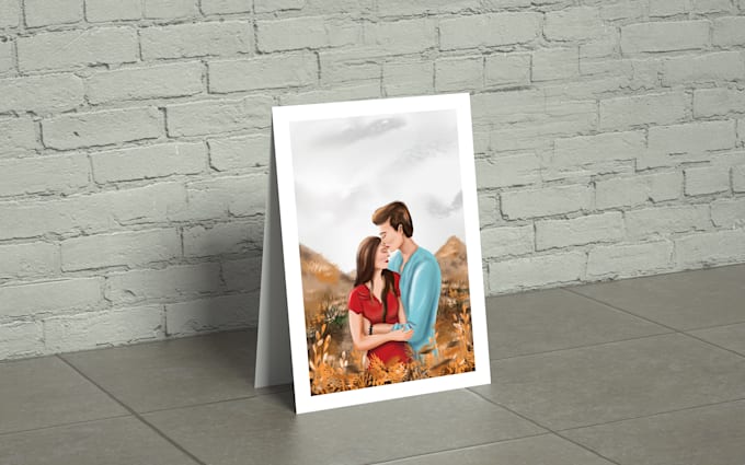 draw cute couple illustrations for valentines day gift