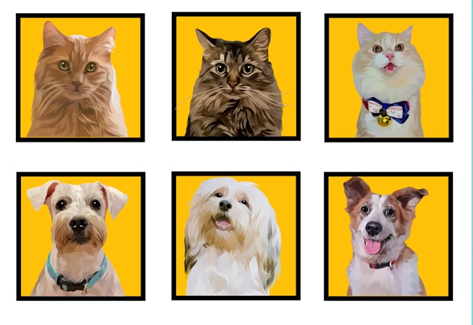 drawing vector illustration of a pet dog or cat