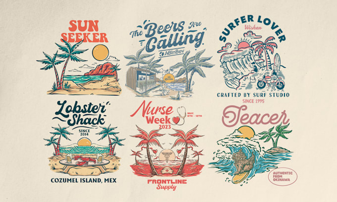 create awesome beach vintage clothing design