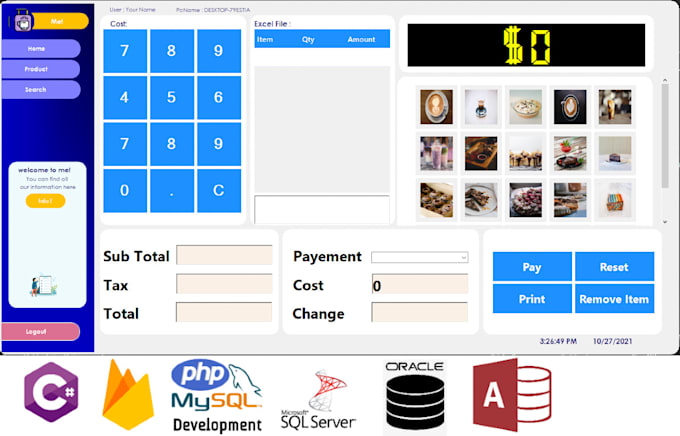 develop point of sale cafe shop software digital or normal control exe csharp