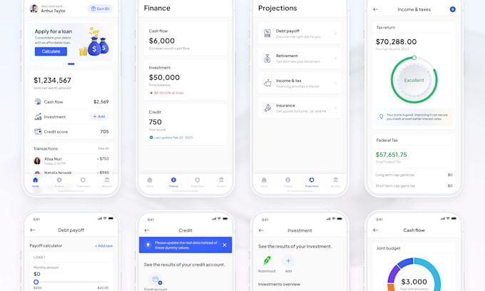 design modern mobile app UI UX mockup and figma prototype