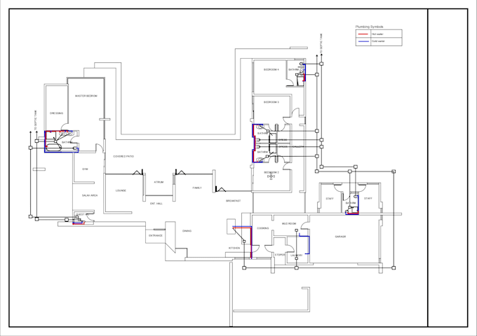 do  architectural electrical and plumbing layout of 2d floor plan
