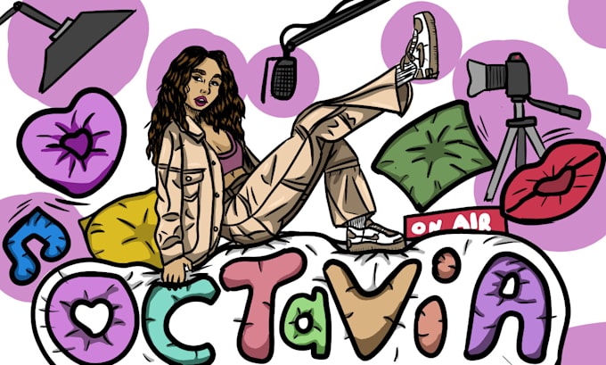 draw and design cartoon banner and logo for any social media
