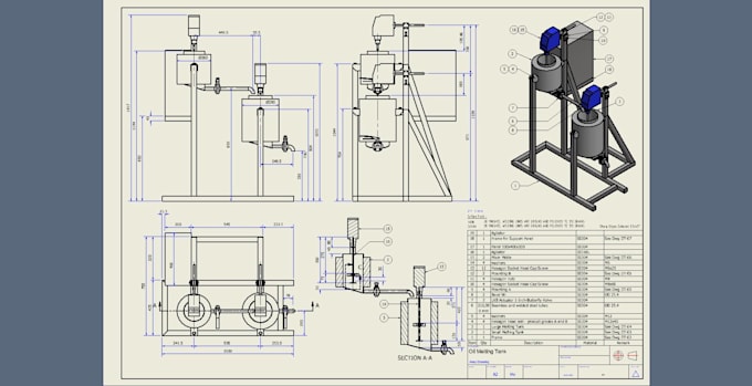 create assembly drawing and detailing every part