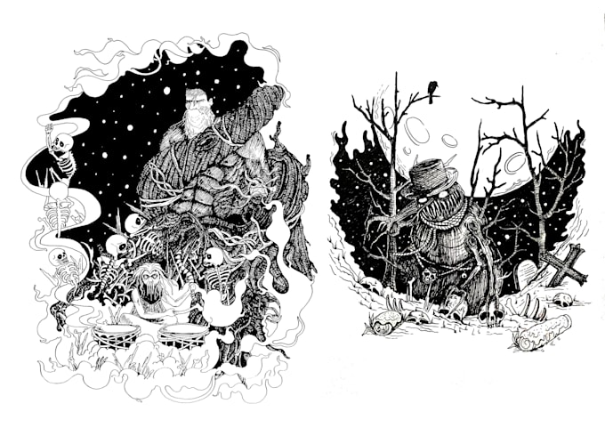 draw dark art and horror illustration