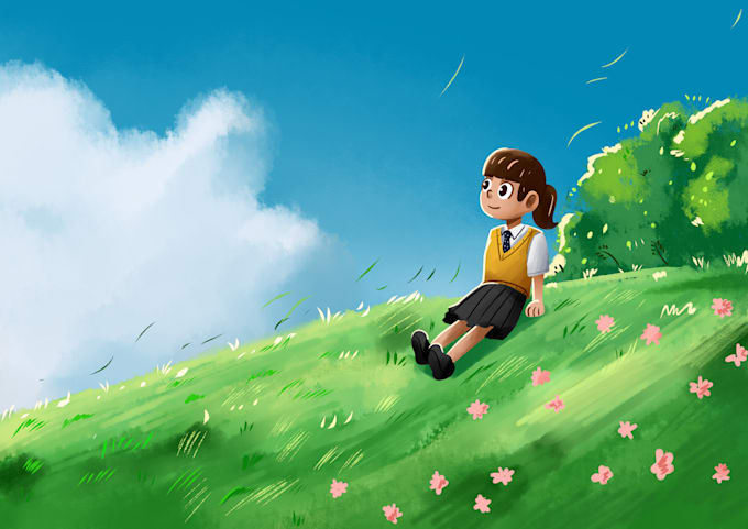 draw amazing cute children book illustration