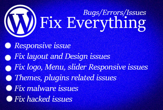 fix wordpress bugs, wordpress critical error, responsive issues