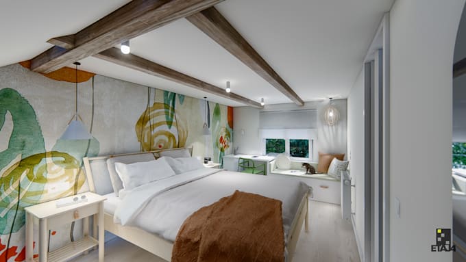 create an interior design mood board and 3d room layout