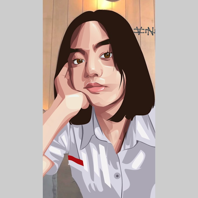 vector art drawing beatiful color and smile