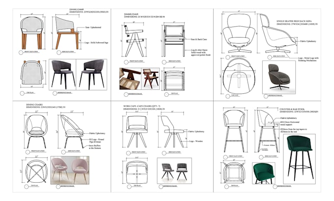 draw furniture 2d design and drawing