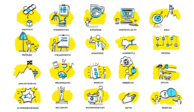 create hand drawn symbols or icon sets in custom designs