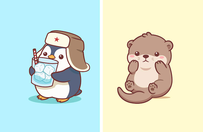 design cute kawaii animal character illustration for sticker