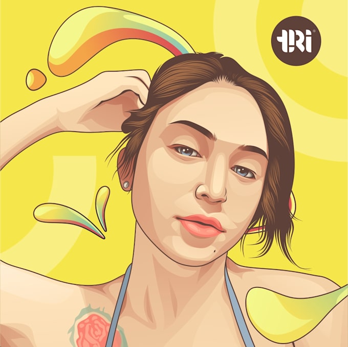 Draw your face cartoon vector used adobe illustrator by Triagustajamalu