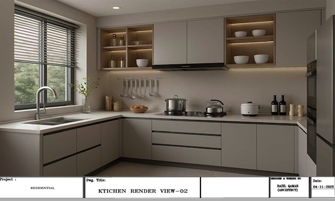 do 3d and 2d elegance  kitchen designs