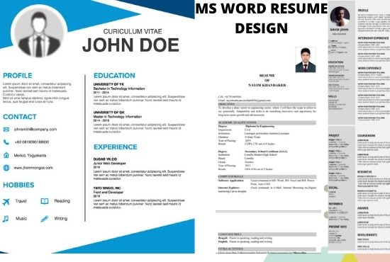 design a professional resume cv template in ms word