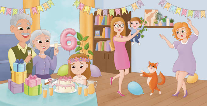 create children book illustrations for your story