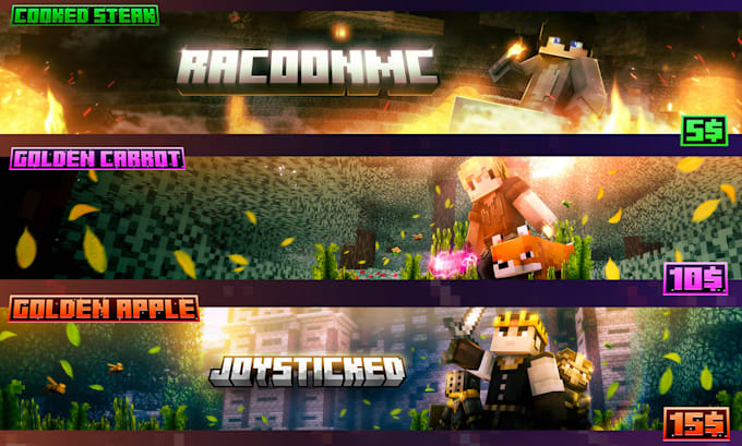 design minecraft banner for youtube channel