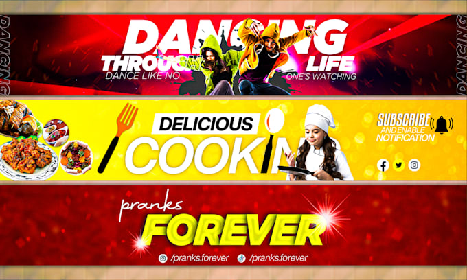 design facebook banner, twitter header, youtube channel art