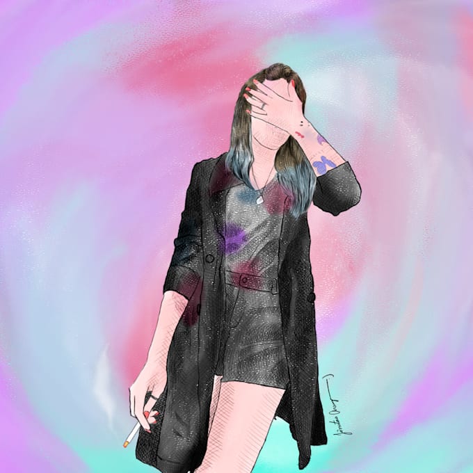 make an illustration based on the photo you send me