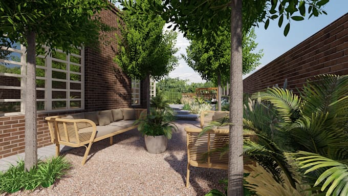 create garden or landscape 3d rendering