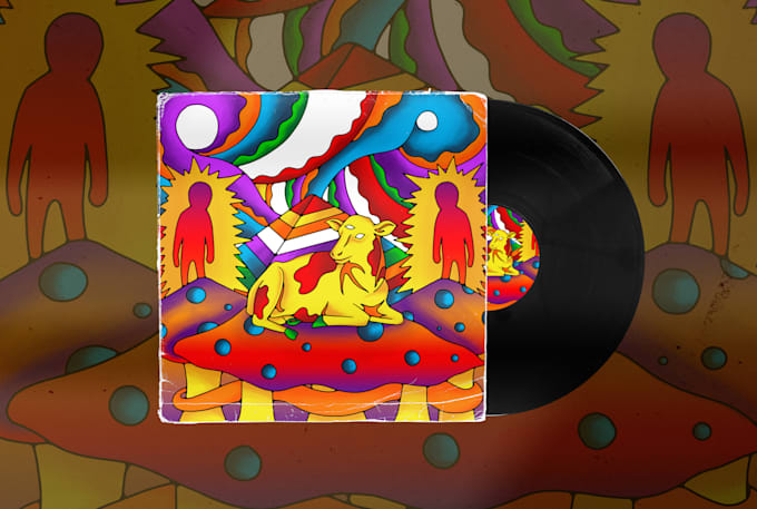 Design psychedelic trippy album cover art with hand drawn style by ...