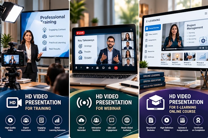 provide HD video presentation for training, webinar, elearning online course