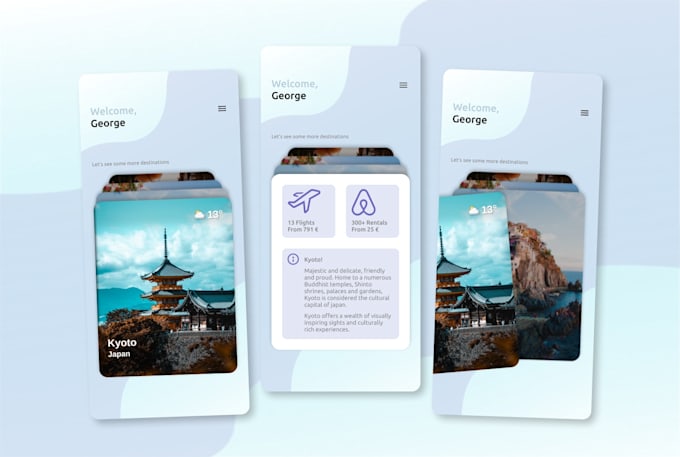 design modern mobile app UI screens