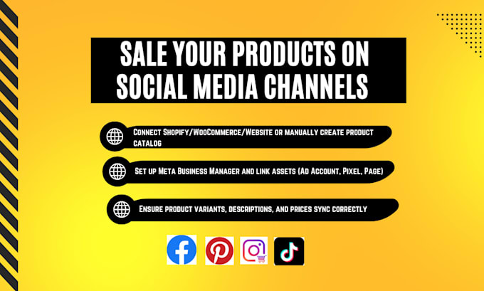 set up facebook instagram shop and pinterest tag, tiktok shop