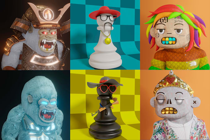 create unique nft art collection in 3d of 1k, 5k, 10k