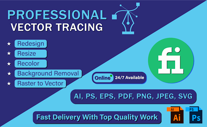 vector trace, redraw, recreate or convert logo to high quality vector