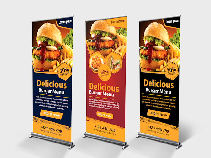 create modern roll up banner, retractable banner, stand banner, backdrop design