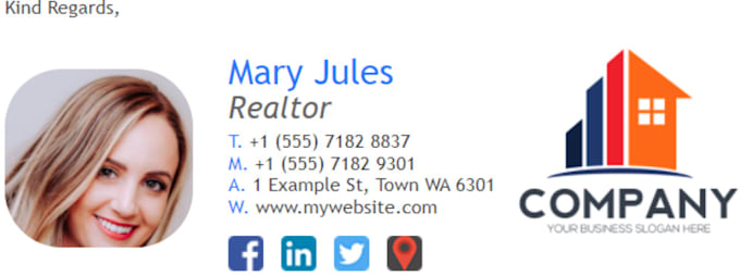 create professional clickable HTML email signature