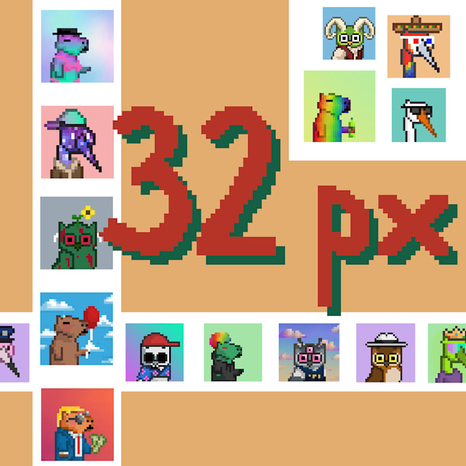 Create 32x32 pixel art nft projects by Mightyhulk1 Fiverr