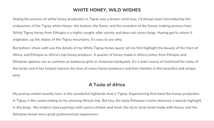 write travel article for your website