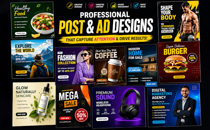 design high converting social media posts, ads and banners
