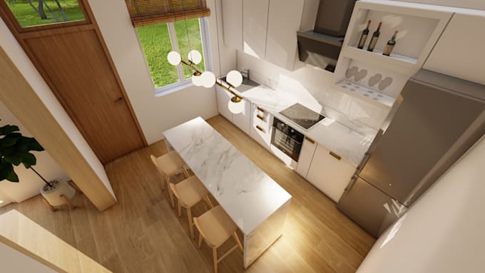 design kitchen interior in 3d rendering